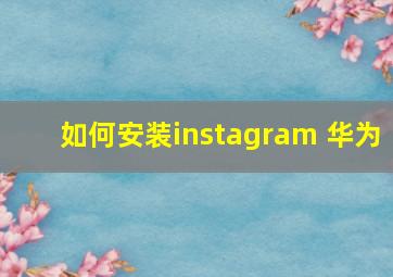 如何安装instagram 华为